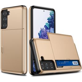 Mobigear Brushed Credit Card Slot Case Gold Samsung Galaxy S21