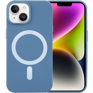 Mobigear Rubber Touch iPhone 15 Silikon MagSafe Hülle Backcover - Blau