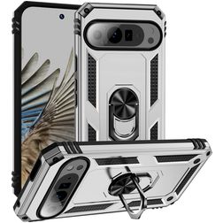 Mobigear Armor Ring Google Pixel 9 Pro XL Hülle Hardcase Backcover Stoßfest mit Ringhalter - Silber