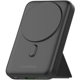 Mobilize Magnetic Wireless Stand Dual USB / USB-C Powerbank 10.000 mAh Power Delivery 15W - MagSafe Kompatibel - Schwarz