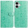Mobigear Flowers iPhone 17 Hülle Klapphülle Geldbörse - Grün