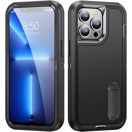 Mobigear Rugged Stand iPhone 14 Hülle Hardcase Backcover Stoßfest mit Ständer - Schwarz