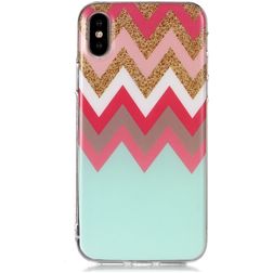 Mobigear Design iPhone XS Max Hülle Flexibles TPU Backcover - Zickzackstreifen