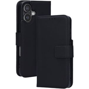 Mobiparts Wallet iPhone 17 Hülle Echtes Leder Klapphülle Geldbörse - Schwarz