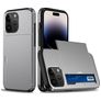 Mobigear Card iPhone 15 Pro Hülle Hardcase Backcover Stoßfest mit Kartenhalter - Grau