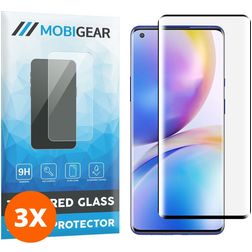 Mobigear Curved OnePlus 9 Pro Panzerglas Gehärtetes Glas Displayschutz - Schwarz (3er Pack)