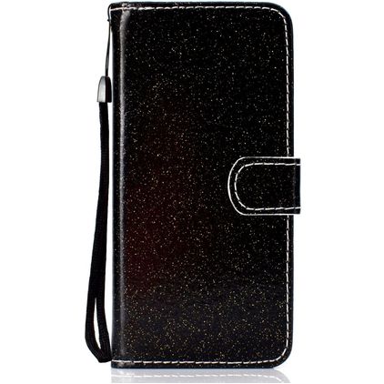 Mobigear Glitter Huawei Y6p Hülle Klapphülle Geldbörse - Schwarz