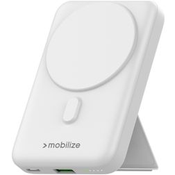 Mobilize Magnetic Wireless Stand Dual USB / USB-C Powerbank 10.000 mAh Power Delivery 15W - MagSafe Kompatibel - Weiß
