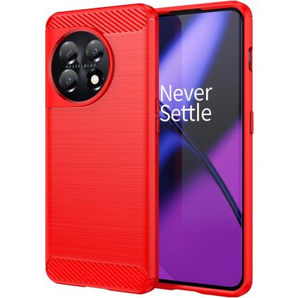 Mobigear Brushed OnePlus 11 Hülle Flexibles TPU Backcover - Rot