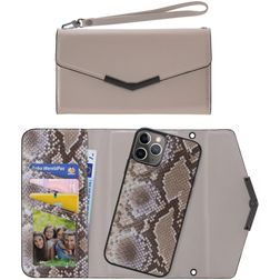 Mobilize Elegant Magnet iPhone 11 Pro Hülle 2in1 Clutch (herausnehmbar) - Beige Snake