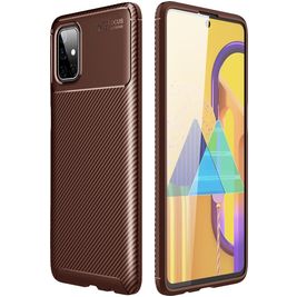 Mobigear Racing Samsung Galaxy M51 Hülle Flexibles TPU Backcover - Braun