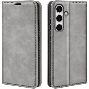 Mobigear Retro Slim Samsung Galaxy S24 FE Hülle Klapphülle Geldbörse - Grau