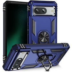 Mobigear Armor Ring Google Pixel 8a Hülle Hardcase Backcover Stoßfest mit Ringhalter - Blau