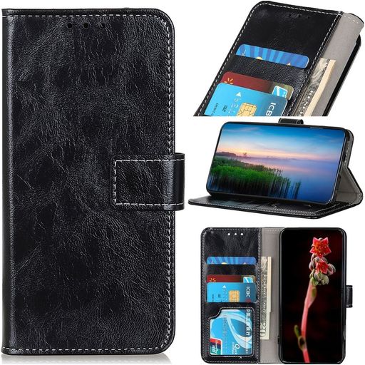 Mobigear Basic OnePlus 10T Hülle Klapphülle Geldbörse - Schwarz