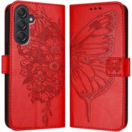 Mobigear Butterfly Samsung Galaxy M55 Hülle Klapphülle Geldbörse - Rot