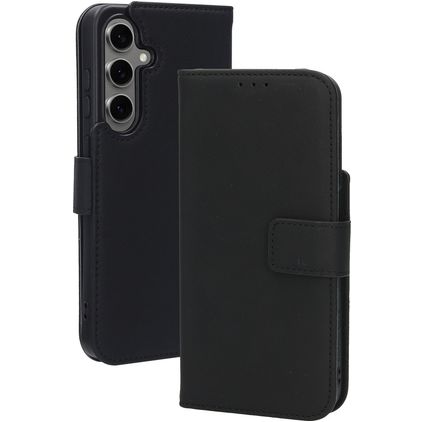 Mobiparts Wallet Samsung Galaxy S24 FE MagSafe Hülle Echtes Leder Klapphülle Geldbörse - Schwarz