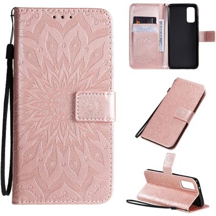 Mobigear Sunflower Samsung Galaxy S20 Hülle Klapphülle Geldbörse - Roségold