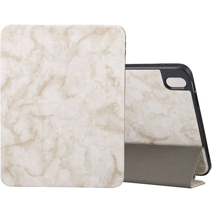 Mobigear Tri-Fold Marble iPad 11 (2025) Hülle Klapphülle + Stifthalter - Weiß