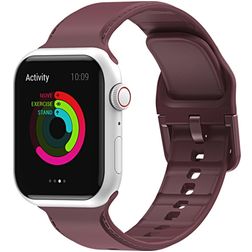 Mobigear Dashed Silikon Apple Watch Armband Dornschließe - 49/46/45/44 mm - Weinrot