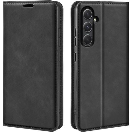 Mobigear Retro Slim Samsung Galaxy A55 Hülle Klapphülle Geldbörse - Schwarz