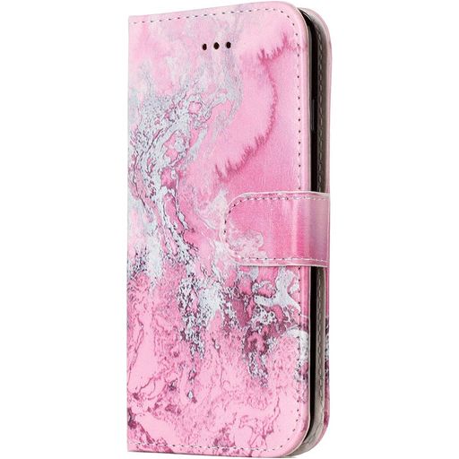 Mobigear Marble iPhone SE (2020) Hülle Klapphülle Geldbörse - Pink