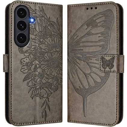 Mobigear Butterfly Samsung Galaxy S26 FE Hülle Klapphülle Geldbörse - Grau