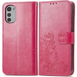 Mobigear Clover Motorola Moto E32s Hülle Klapphülle Geldbörse - Magenta