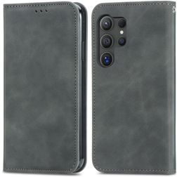 Mobigear Retro Slim Samsung Galaxy S25 Ultra Hülle Klapphülle Geldbörse - Grau