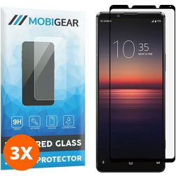 Mobigear Premium Sony Xperia 10 II Panzerglas Gehärtetes Glas Displayschutz - Hüllenfreundlich - Schwarz (3er Pack)