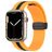 Mobigear Stripe Mag Silikon Apple Watch Armband Magnetverschluss - 42/41/40/38 mm - Schwarz / Gelb