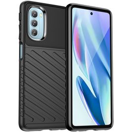 Mobigear Groove Motorola Moto G51 5G Hülle Flexibles TPU Backcover - Schwarz