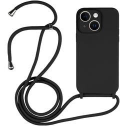 Mobigear Lanyard iPhone 15 Plus Silikon Handykette - Schwarz