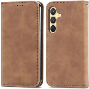 Mobigear Retro Slim Samsung Galaxy S25 Hülle Klapphülle Geldbörse - Braun