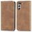 Mobigear Retro Slim Samsung Galaxy S21 FE Hülle Klapphülle Geldbörse - Braun