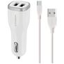 Mobiparts Dual USB Auto Ladegerät USB-C 1 Meter 12W 2.4A - Weiß