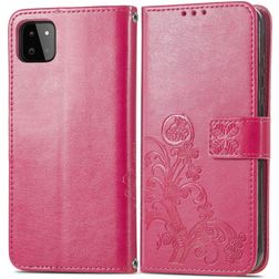Mobigear Clover Samsung Galaxy A22 4G Hülle Klapphülle Geldbörse - Magenta