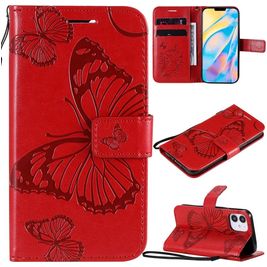 Mobigear Butterfly iPhone 12 Mini Hülle Klapphülle Geldbörse - Rot