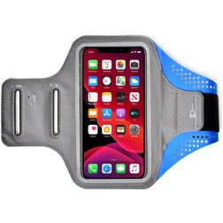 Mobigear Easy Fit Handyhalterung Joggen Motorola Edge 50 Fusion Sporthülle Neopren Sportarmband - Blau