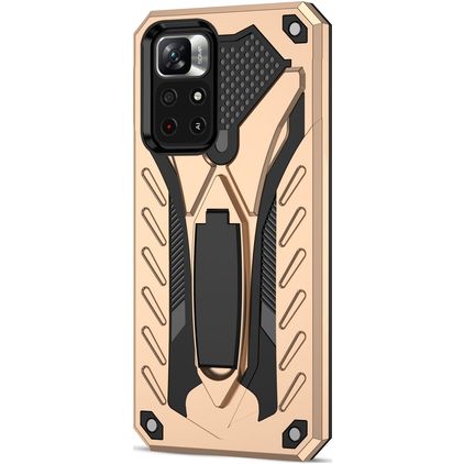 Mobigear Armor Stand POCO M4 Pro 5G Hülle Hardcase Backcover Stoßfest mit Ständer - Gold