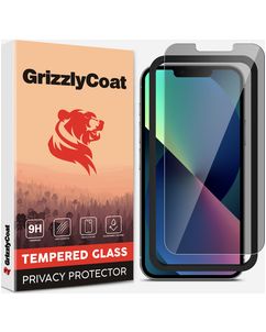 GrizzlyCoat Easy Fit AntiSpy iPhone 13 Mini Panzerglas Gehärtetes Glas Displayschutz Privacy - Hüllenfreundlich + Applikator