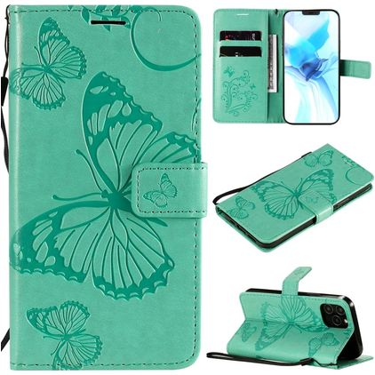 Mobigear Butterfly iPhone 12 Pro Hülle Klapphülle Geldbörse - Türkis