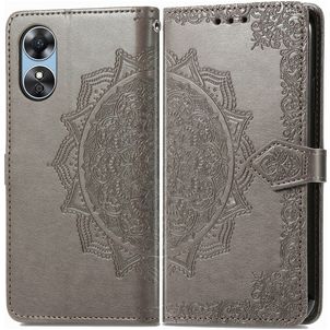 Mobigear Mandala OPPO A17 Hülle Klapphülle Geldbörse - Grau