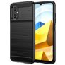 Mobigear Brushed Slim POCO M5 Hülle Flexibles TPU Backcover - Schwarz