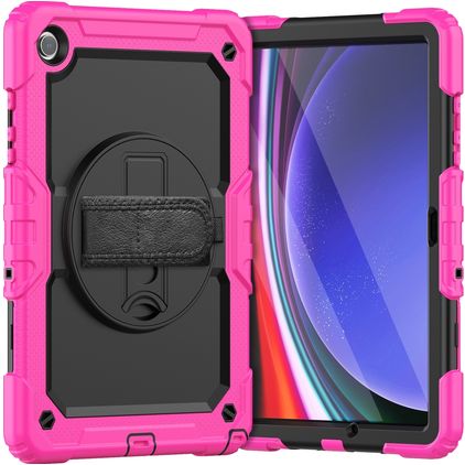 Mobigear SureGrip Xtreme Samsung Galaxy Tab A9 Plus (2023) Hülle Kunststoff / Silikon Backcover + Schultergurt + Ständer - Pink
