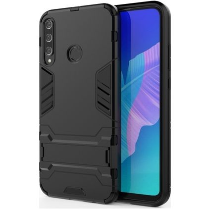 Mobigear Armor Stand Huawei P40 Lite E Hülle Hardcase Backcover Stoßfest mit Ständer - Schwarz
