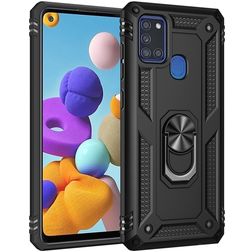Mobigear Armor Ring Samsung Galaxy A21s Hülle Hardcase Backcover Stoßfest mit Ringhalter - Schwarz