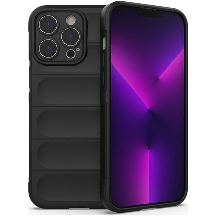 Mobigear Bumpy iPhone 14 Pro Max Hülle Flexibles TPU Backcover - Schwarz