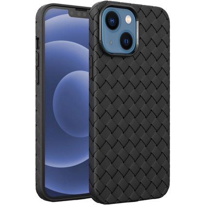 Mobigear Woven iPhone 14 Plus Hülle Flexibles TPU Backcover - Schwarz