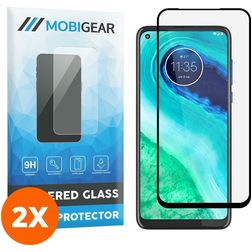 Mobigear Premium Motorola Moto G8 Panzerglas Gehärtetes Glas Displayschutz - Hüllenfreundlich - Schwarz (2er Pack)