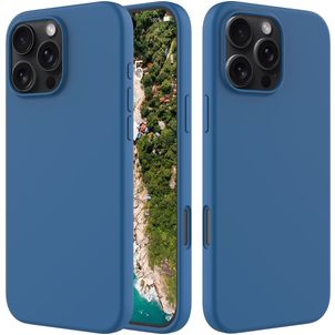 Mobigear Rubber Touch iPhone 16 Pro Max Silikon Hülle Backcover - Blau